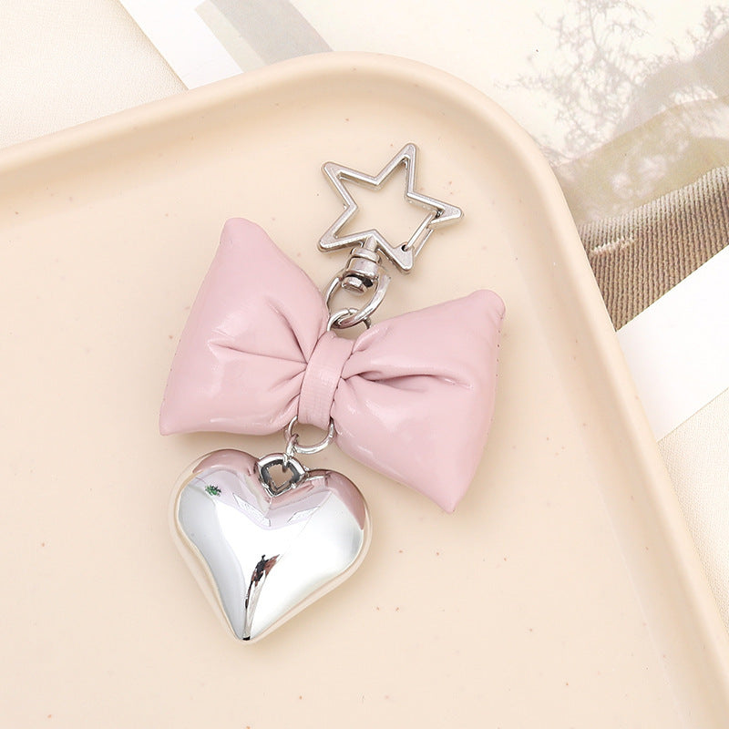 Wholesale New Cotton Leather Bow Mobile Phone Pendant High-end Sense Bag Keychain Hanging Women